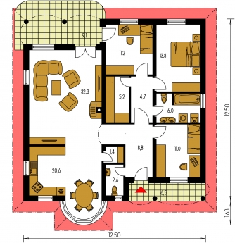 Grundriss des Erdgeschosses - BUNGALOW 19
